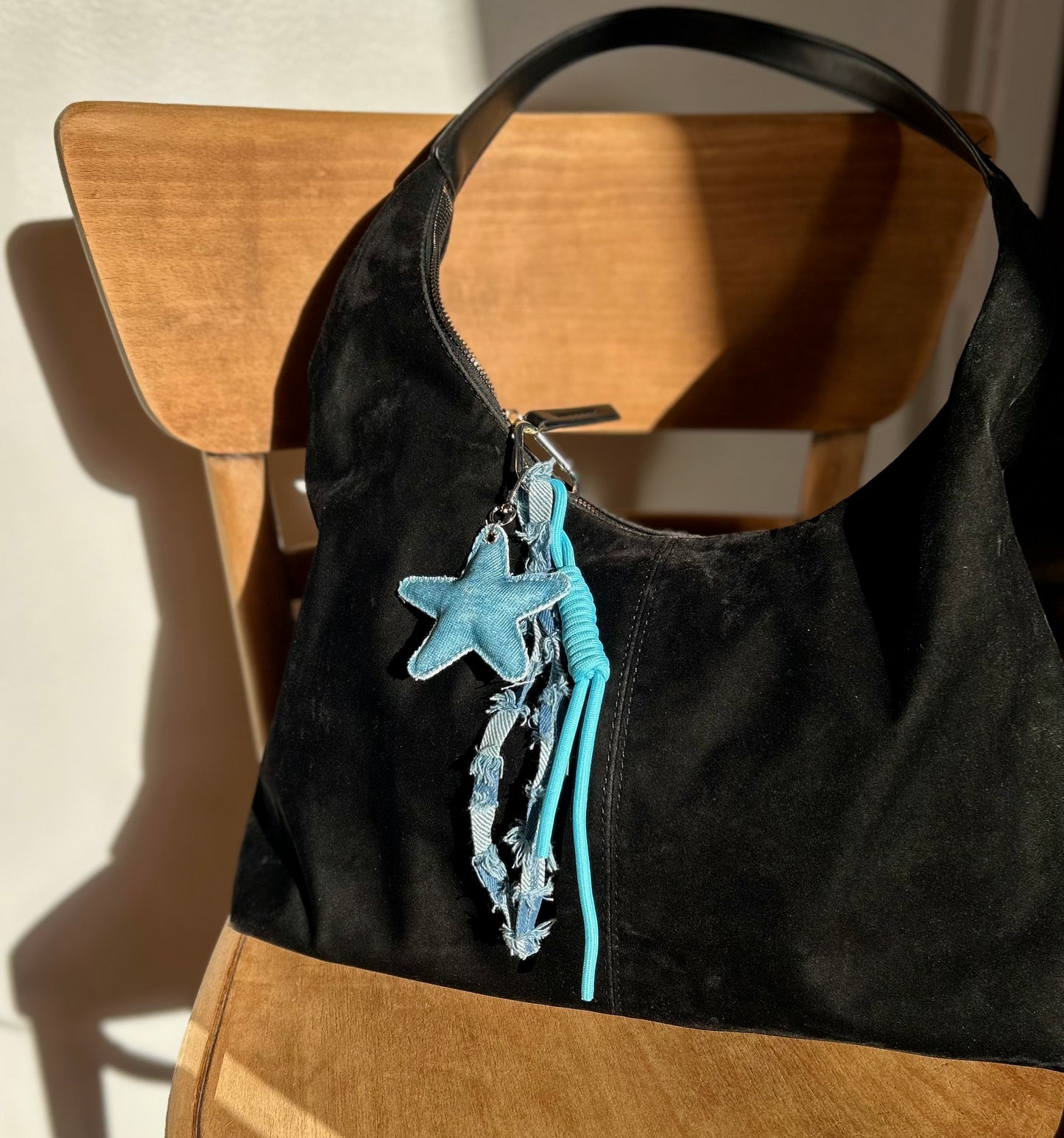 Denim bag charm