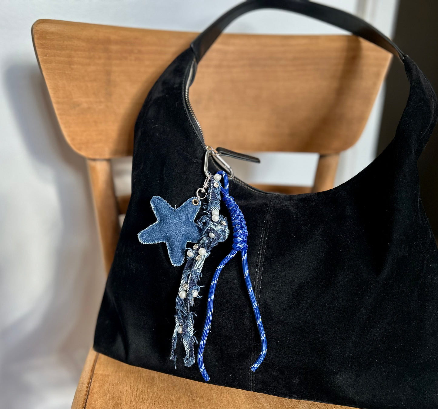 Denim bag charm